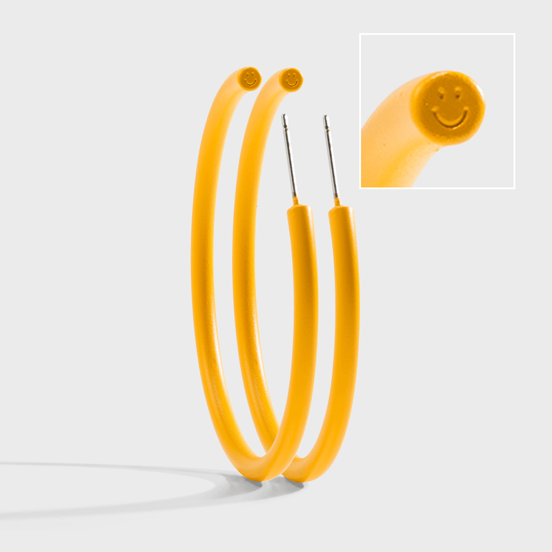 YELLOW SMILEY FACE 2" Earrings